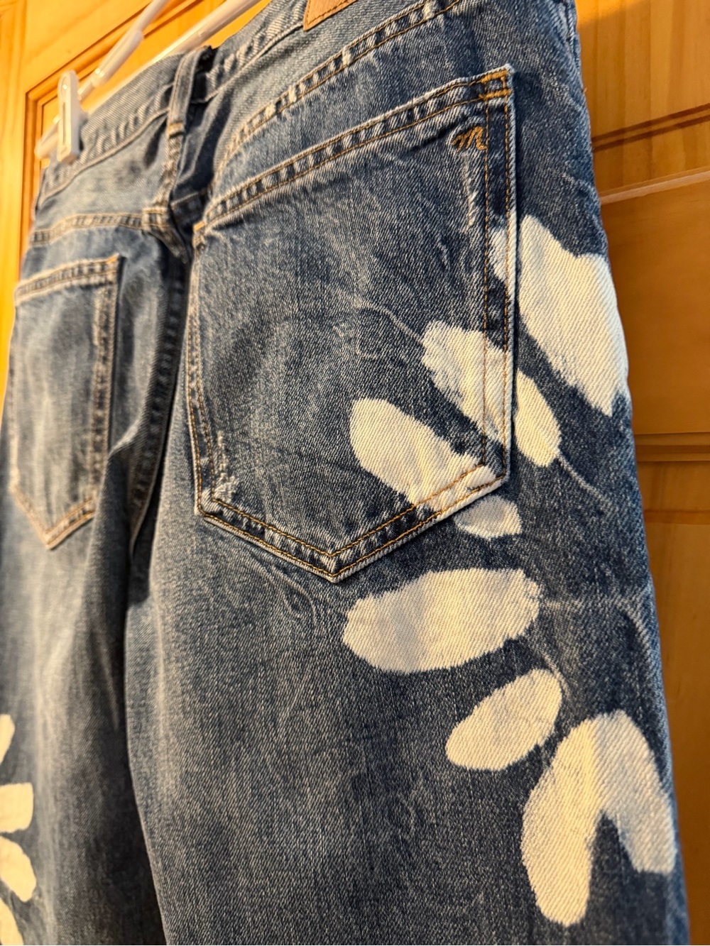 Madewell The Dean Easy Straight Shibori Wash Denim White Flowers Womens 27 NWT - Picture 7 of 14